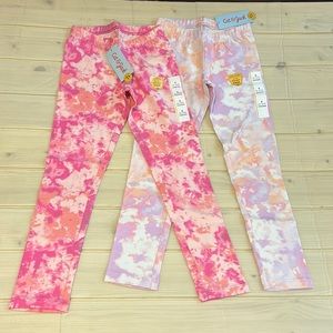 Bundle of 2pcs girls tie dye leggings color pink/orange and peach slim NWT